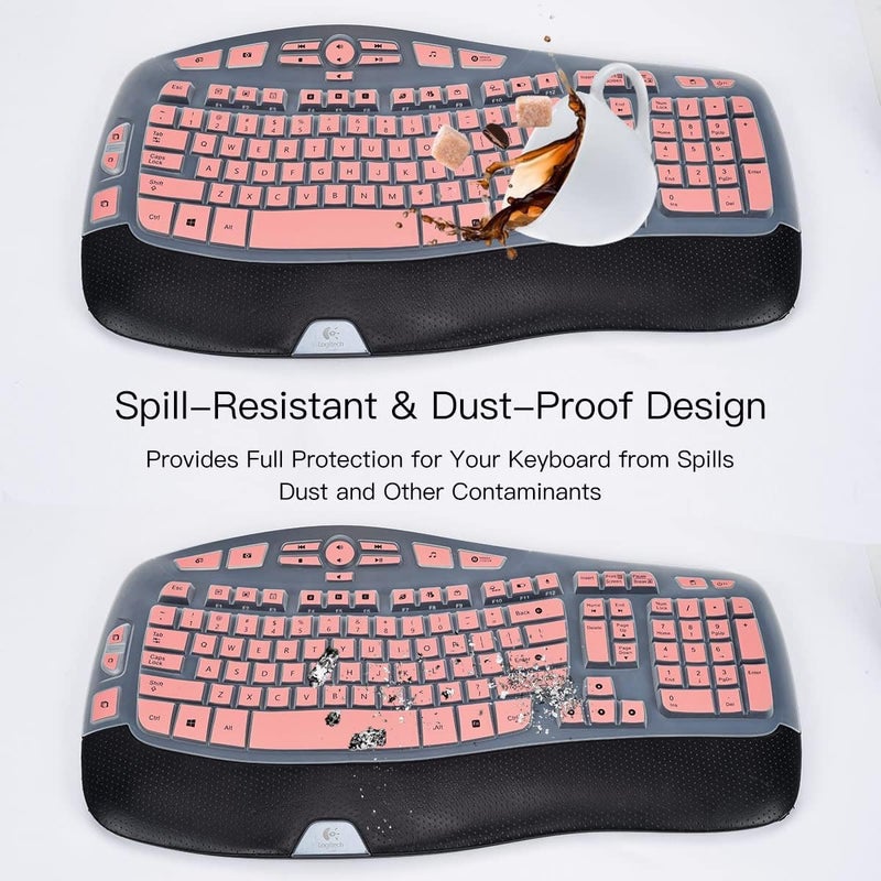 imComor Keyboard Cover for Logitech K350 MK550 MK570 Wireless Wave Keyboard Cover Skin Protector, Logitech K350 MK550 MK570 Accessories, Pink - Image 5